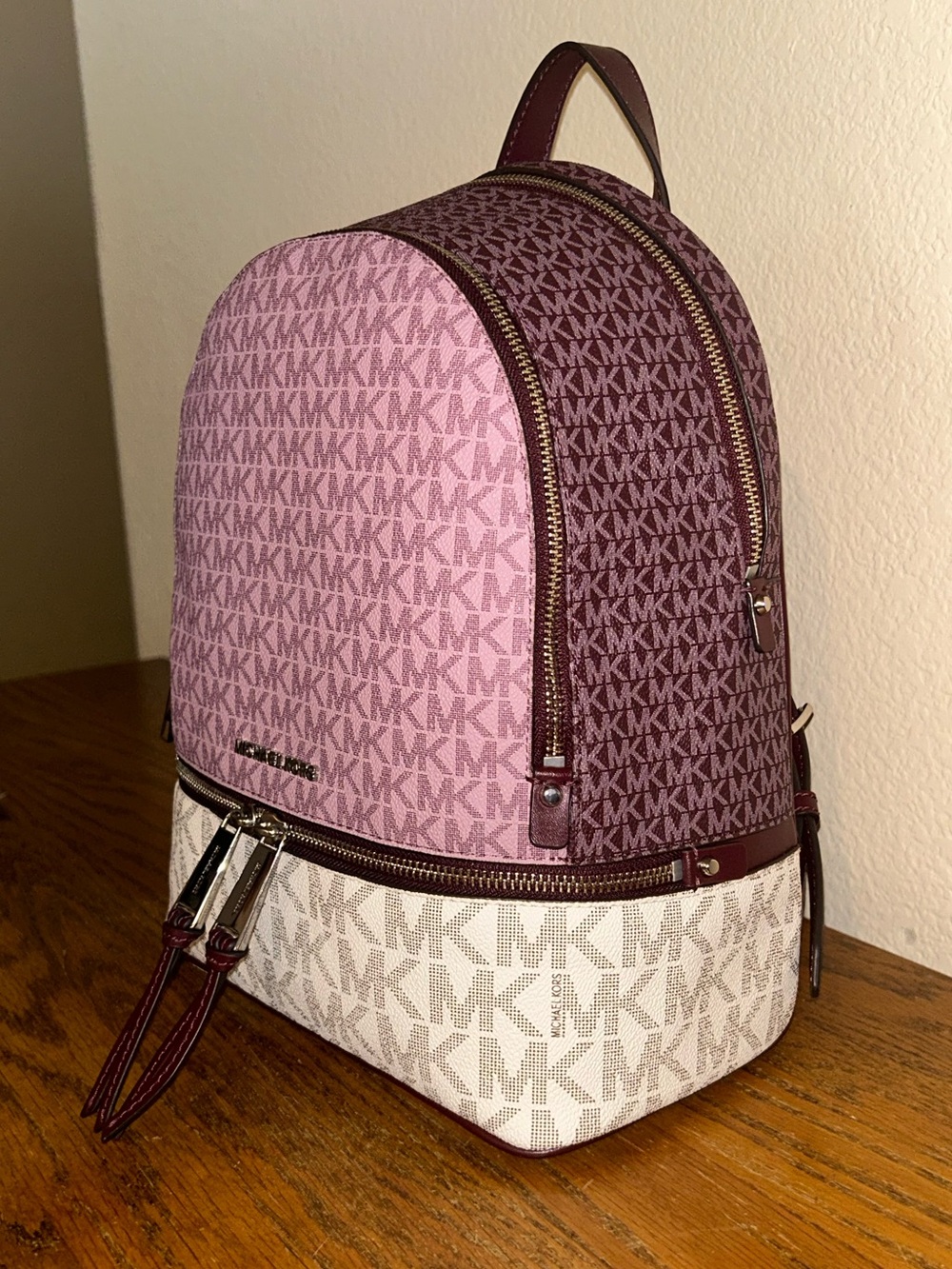 Michael Kors Rhea Medium Color-Block Signature Logo Backpack - Picture 3 of 16